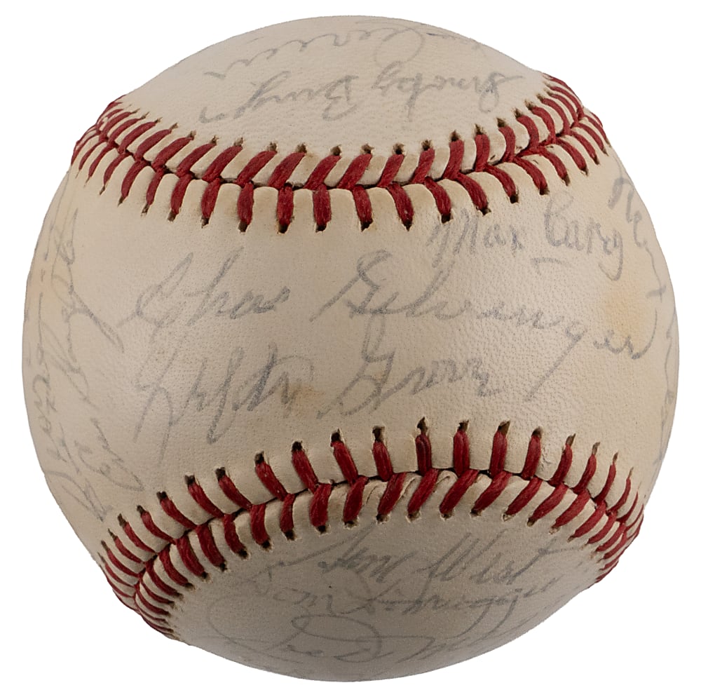 Hall of Famer & Star Signed ONL/Feeney Baseball (28) Including Joe DiMaggio & Lefty Grove - Full JSA LOA