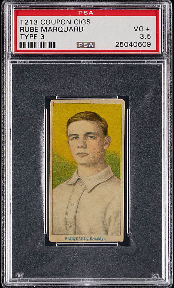 1919 T213-3 Coupon Cigarettes Rube Marquard PSA VG+ 3.5