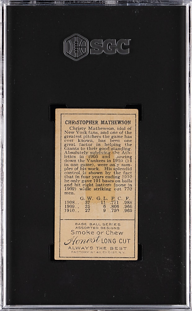 1911 T205 Gold Borders Christy Mathewson SGC FAIR 1.5