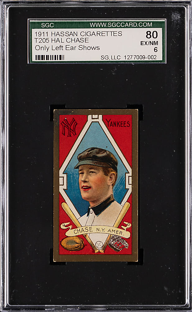 1911 T205 Gold Border Hal Chase Only Left Ear Shows SGC EX/NM 6 - None Higher