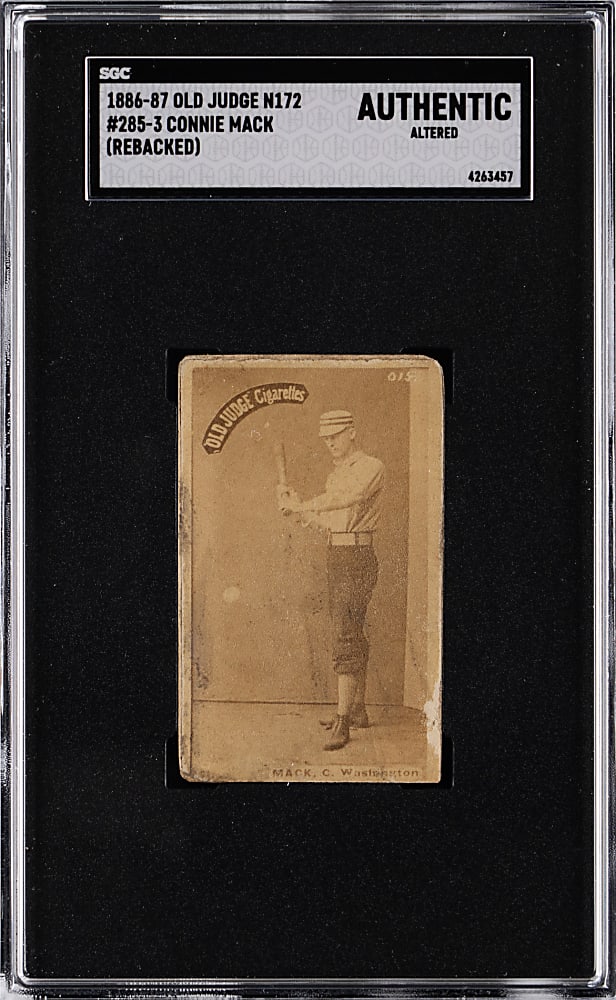 1887 N172 Old Judge #285-3 Connie Mack SGC Authentic (Rebacked)
