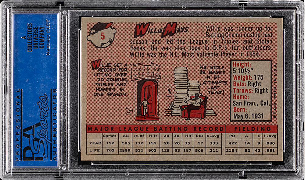 1958 Topps #5 Willie Mays PSA NM 7