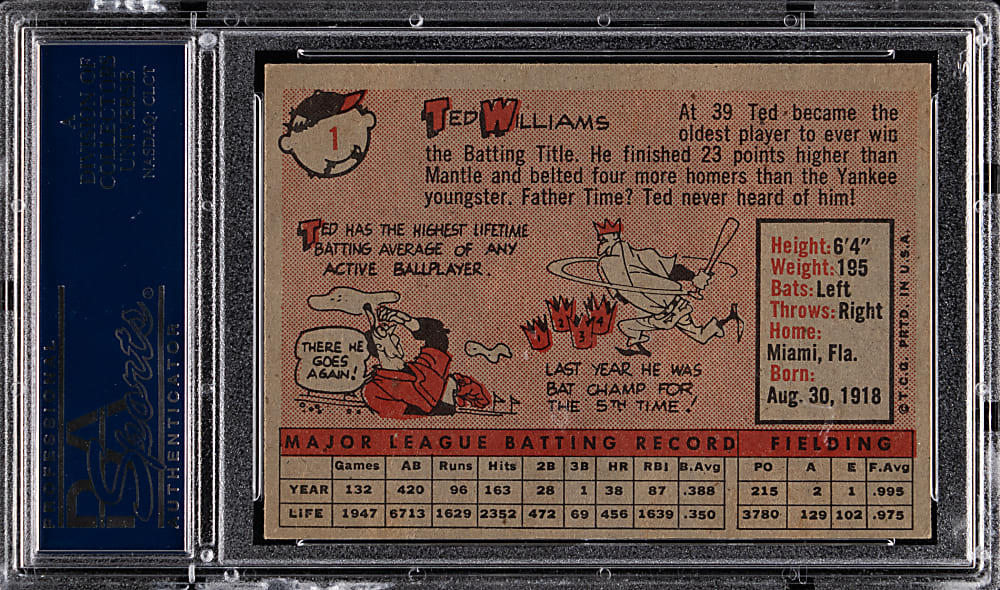 1958 Topps #1 Ted Williams PSA NM 7