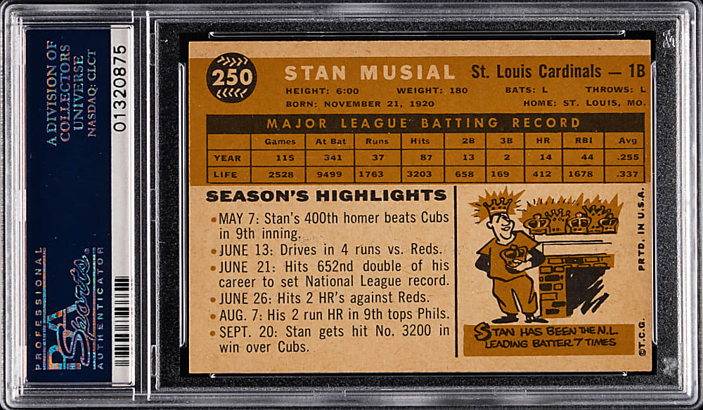 1960 Topps #250 Stan Musial PSA NM-MT 8