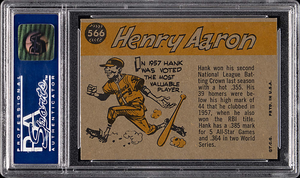 1960 Topps #566 Hank Aaron All-Star PSA NM-MT 8