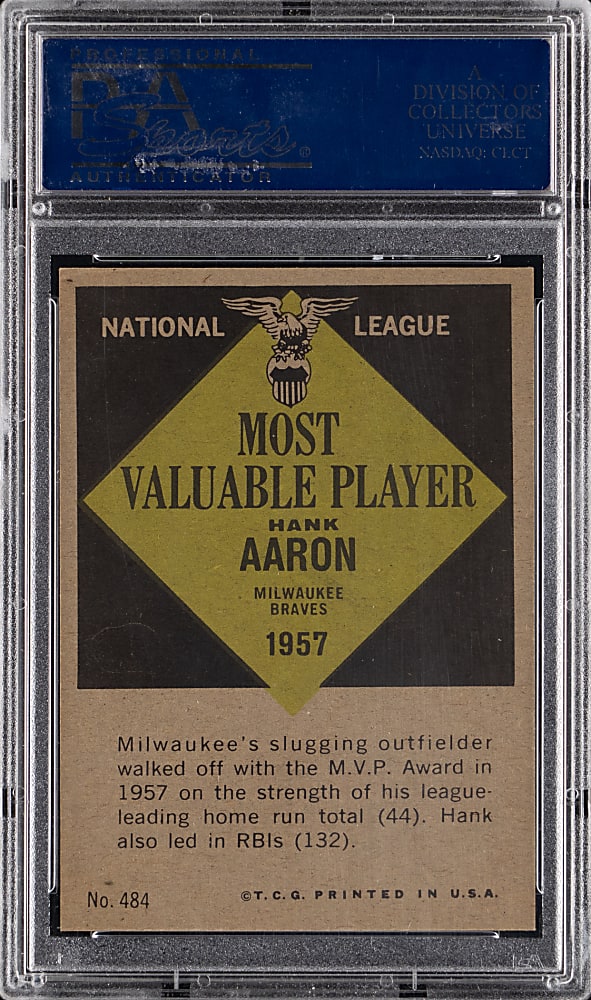 1961 Topps #484 Hank Aaron MVP PSA NM-MT 8
