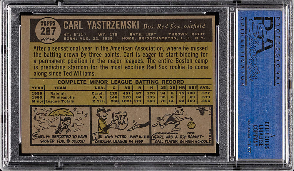 1961 Topps #287 Carl Yastzremski PSA NM-MT 8