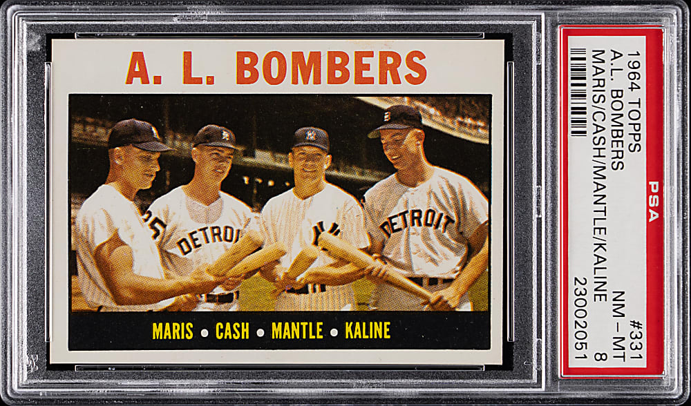 1964 Topps #331 A.L. Bombers with Mickey Mantle PSA NM-MT 8