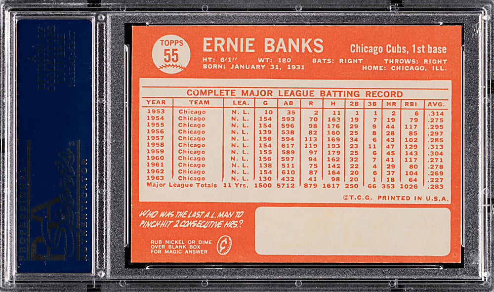 1964 Topps #55 Ernie Banks PSA NM-MT 8