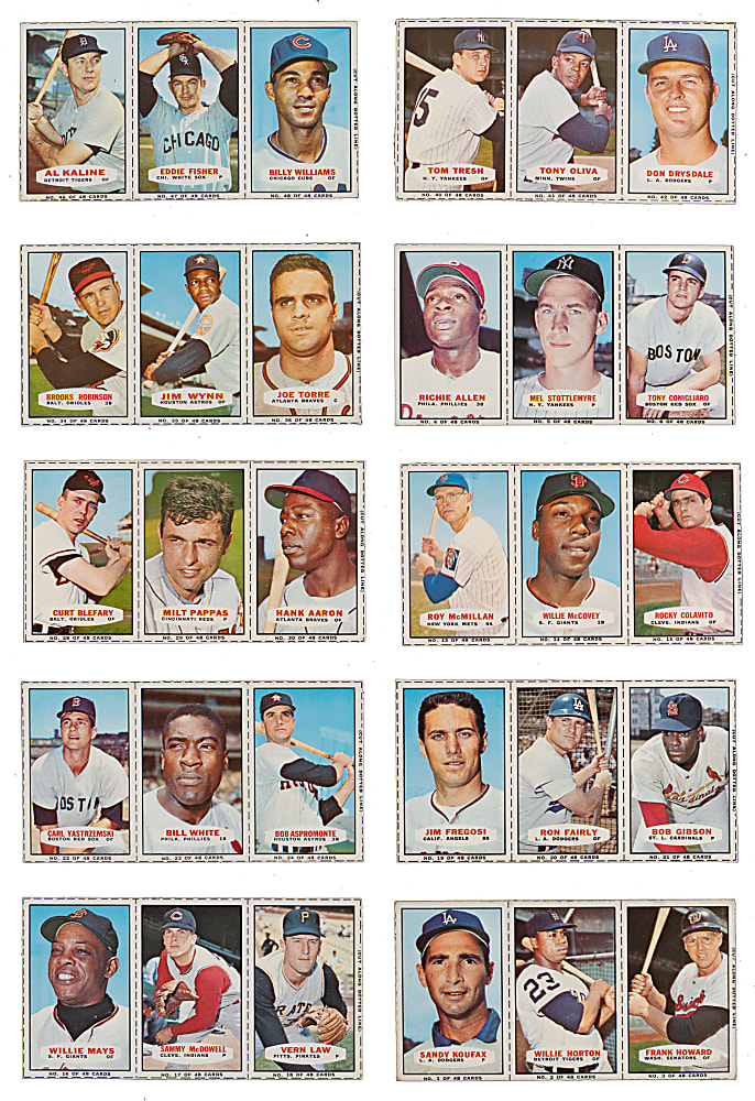 1966 Bazooka Panels Partial Set (10/16) with Aaron, Koufax & Mays