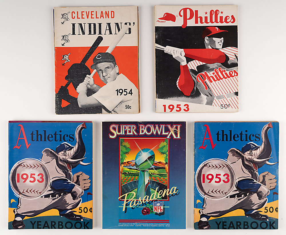 1953-1977 MLB Yearbook & NFL Super Bowl Program Collection (9) with Super Bowl IV & V