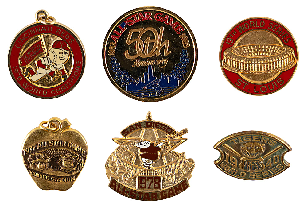 1940-1983 World Series & All-Star Game Press Pin and Pendant Collection (6) with 1940 Detroit Tigers World Series Pin