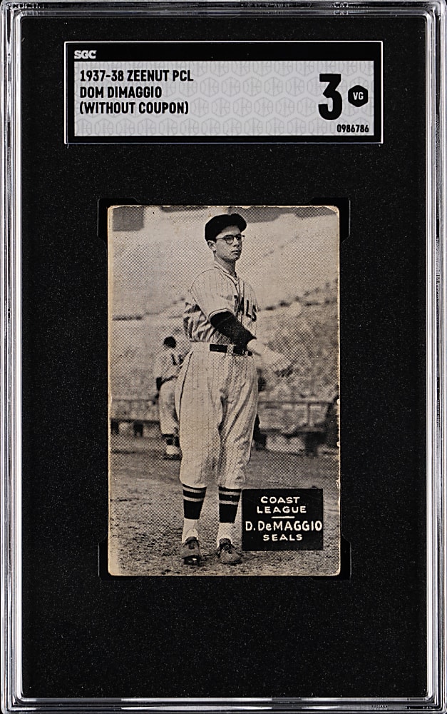 1937-1938 Zeenut Pacific Coast League Dom DiMaggio SGC VG 3 - Highest Graded!