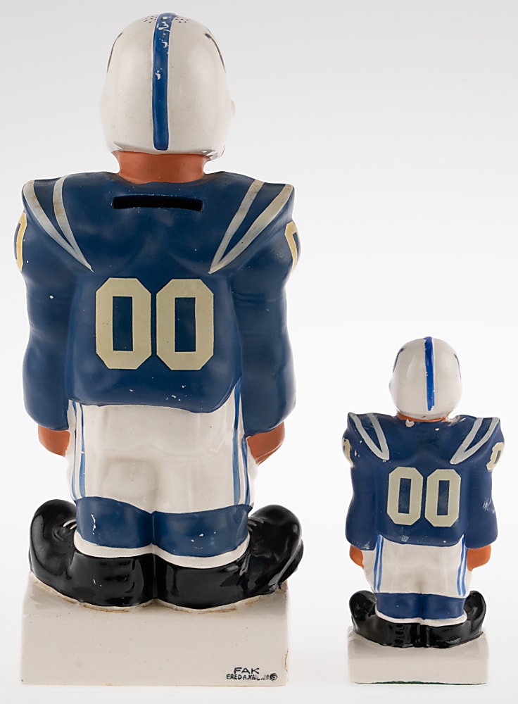 1960s Fred Kail Baltimore Colts Joe Jolter Lineman Statues (2) with 10" & 5" Figures