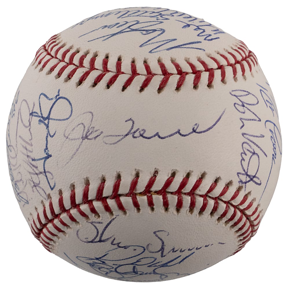2002 American League East Champion New York Yankees Team-Signed Baseball with (29) Signatures Including The Core Four Plus Full JSA