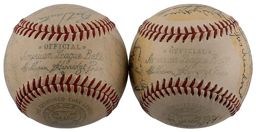 1954 & 1955 Baltimore Orioles Team-Signed Baseball Pair with Howie Fox, Eddie Waitkus & Paul Richards - Both Full JSA