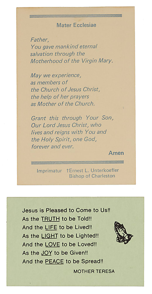 1990 Mother Teresa Signed Prayer Card - Full JSA LOA