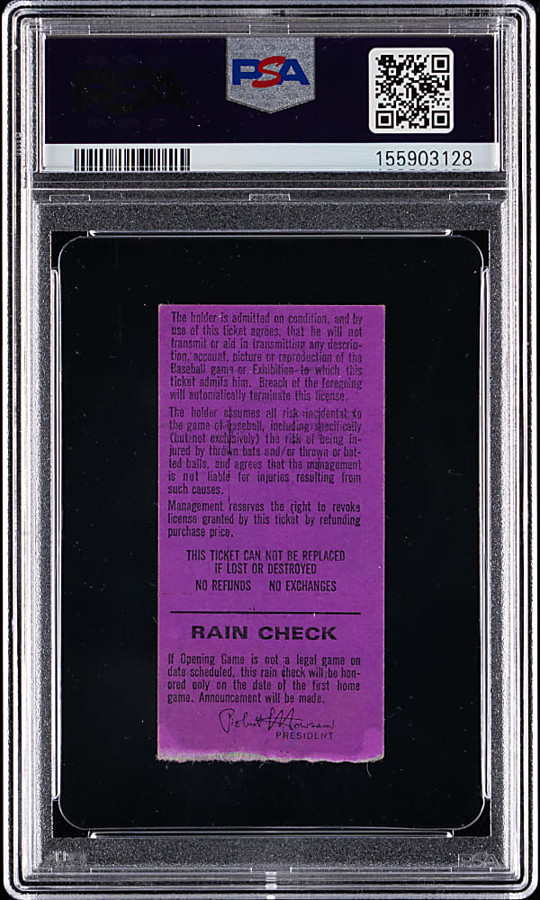 April 4th, 1974 Hank Aaron Career Home Run #714 Cincinnati Reds vs. Atlanta Braves Ticket Stub - PSA EX-MT 6 - Aaron Ties Babe Ruth