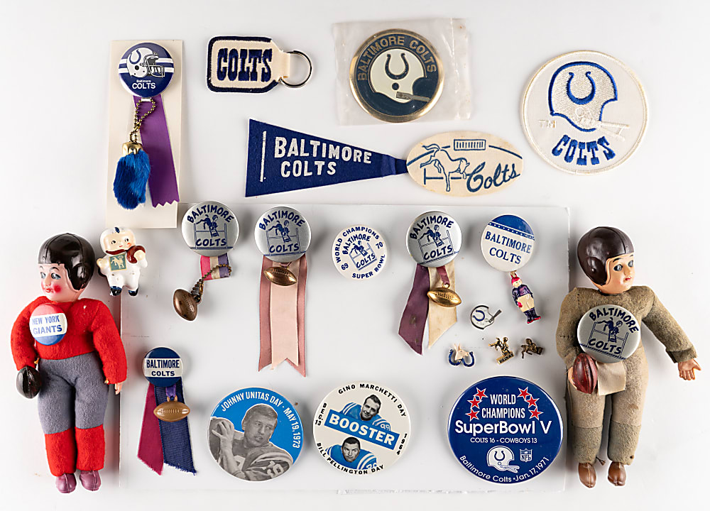 1950s-1980s Baltimore Colts Pin, Button & Trinket Collection (20+) with Tougher Relics