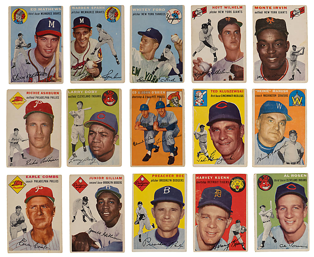 1954 Topps Partial Set (184/250) with (10) Hall of Famers