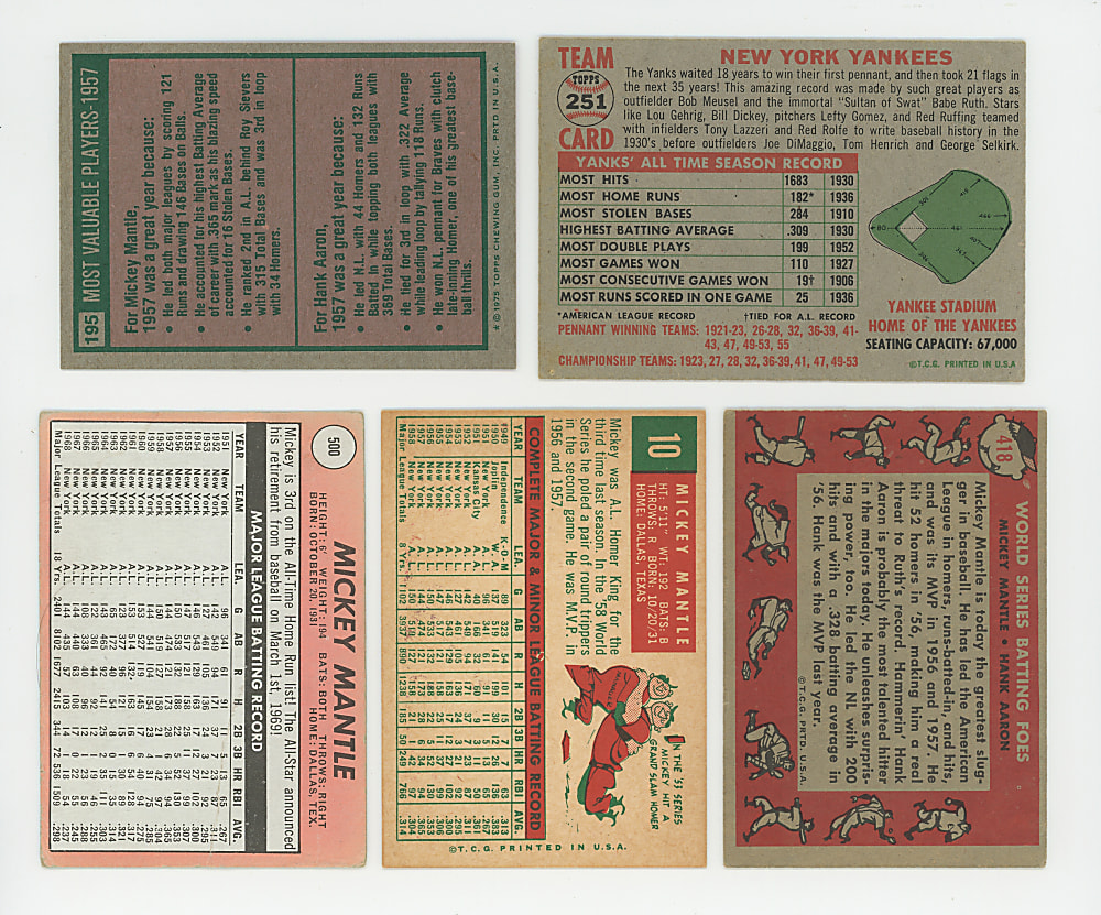 1956-1975 Mickey Mantle Collection (9)
