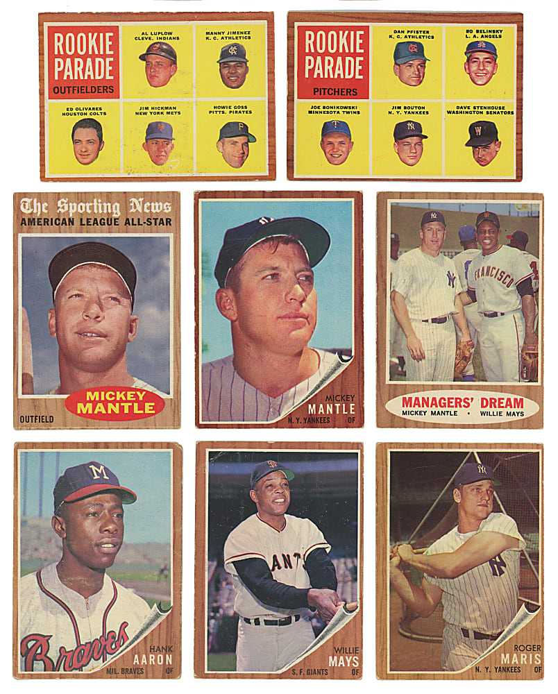 1962 Topps Partial Set (461/598) with (60+) Hall of Famers Including Aaron, Koufax, Mantle & Mays