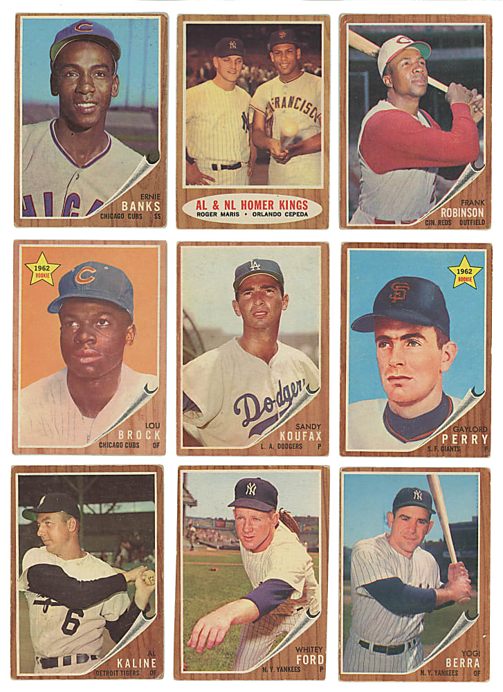 1962 Topps Partial Set (461/598) with (60+) Hall of Famers Including Aaron, Koufax, Mantle & Mays