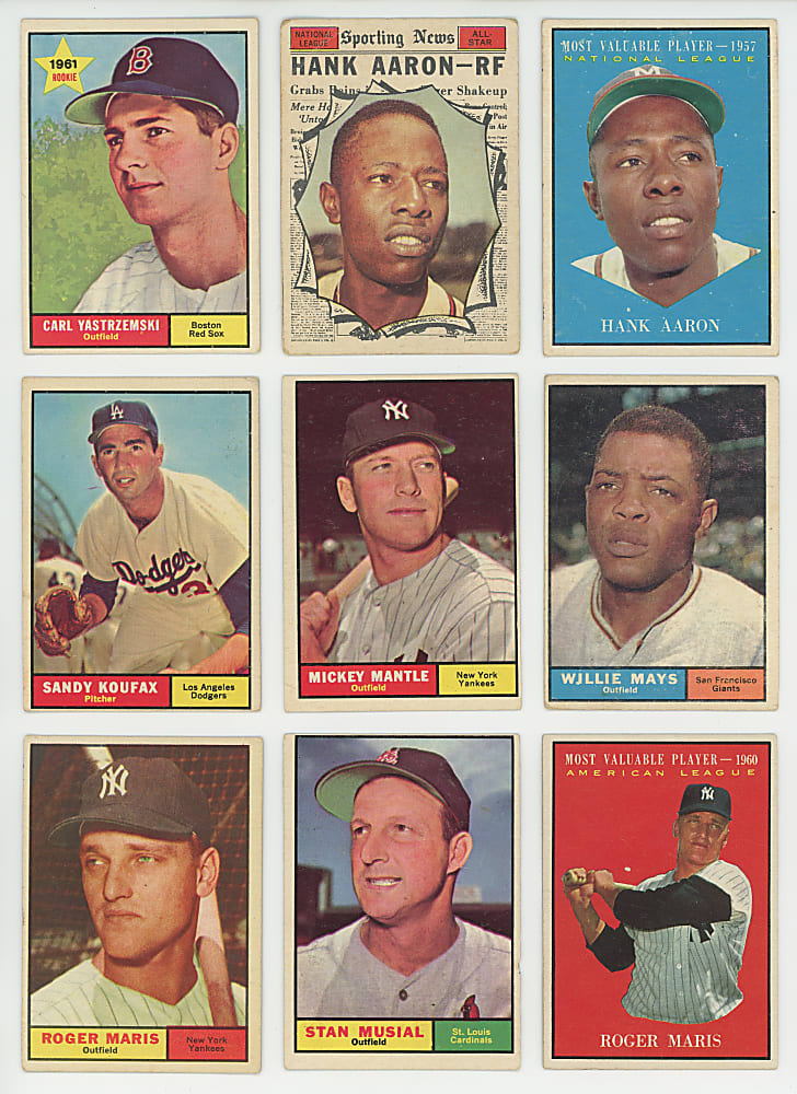 1961 Topps Starter Set (278/587) with (30+) Hall of Famers Including Aaron, Koufax, Mantle & Mays