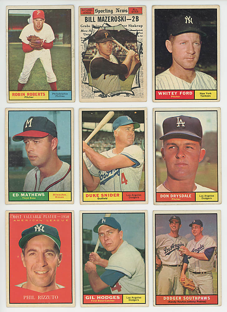 1961 Topps Starter Set (278/587) with (30+) Hall of Famers Including Aaron, Koufax, Mantle & Mays