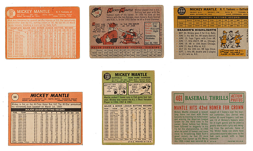 1958-1969 Topps Mickey Mantle Group (6)