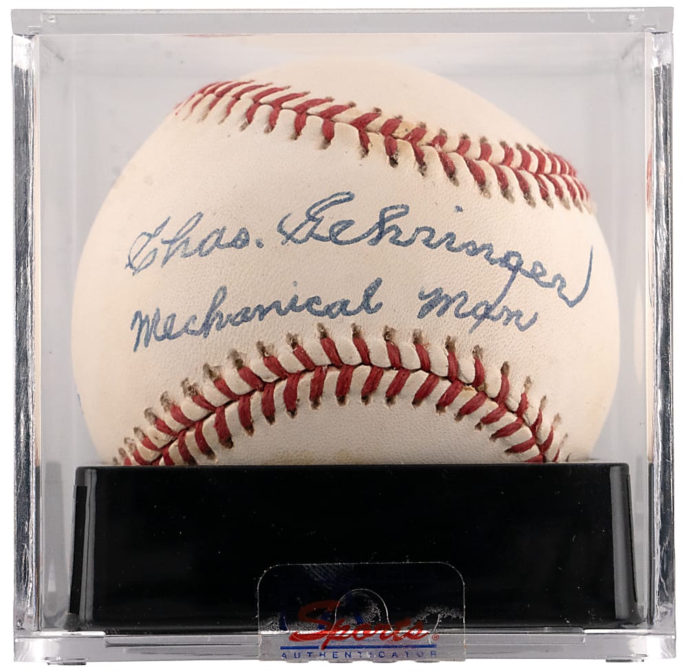 Charlie Gehringer Single-Signed Baseball with "Mechanical Man" Inscription - PSA/DNA Overall 8