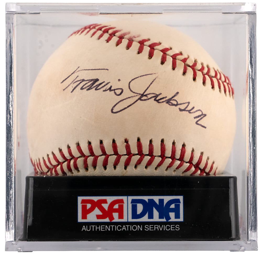Travis Jackson Single-Signed Baseball - PSA/DNA Overall 8