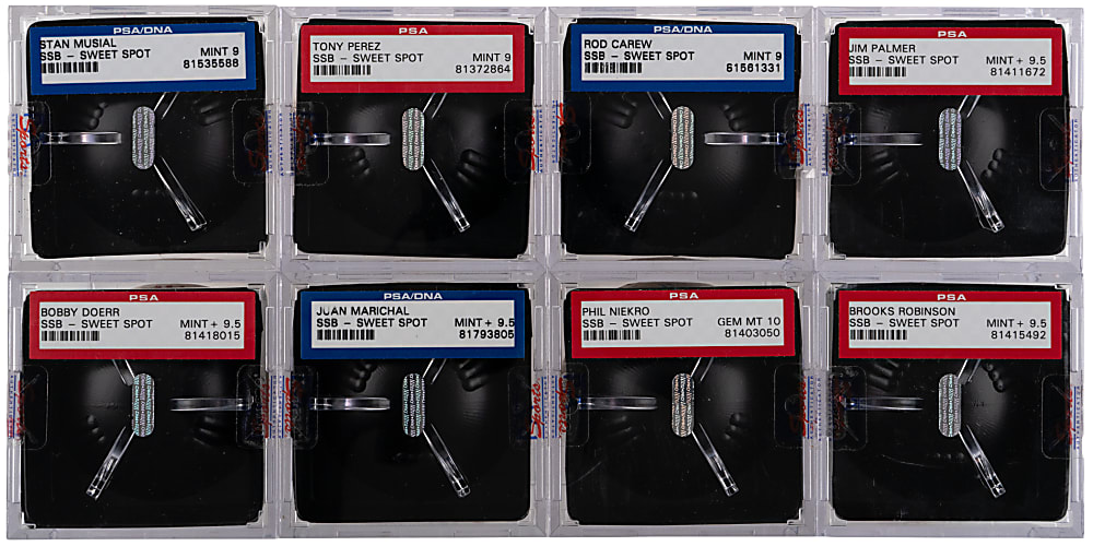 Hall of Fame Single-Signed Baseball Group (8) All with "HOF" Inscriptions & PSA/DNA Graded