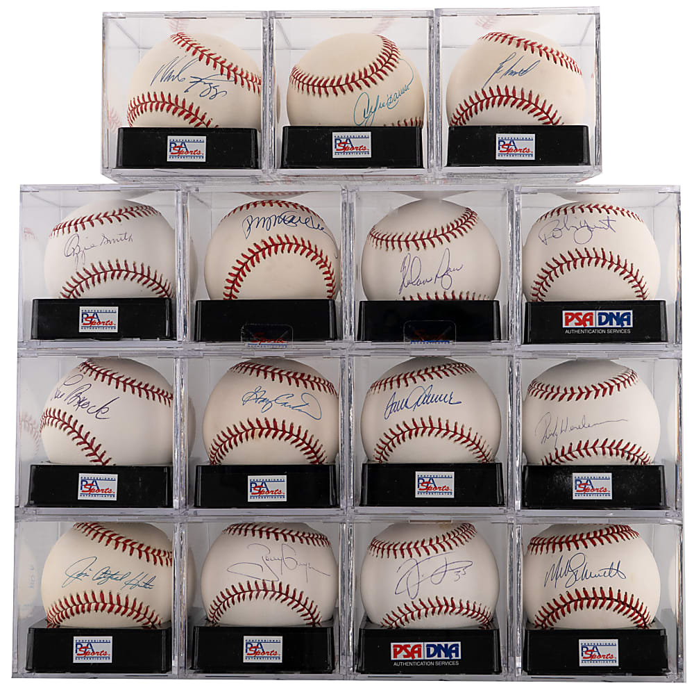 Hall of Famer Single-Signed Baseball Collection (15) with Ryan, Hunter & Gwynn - All PSA/DNA Graded