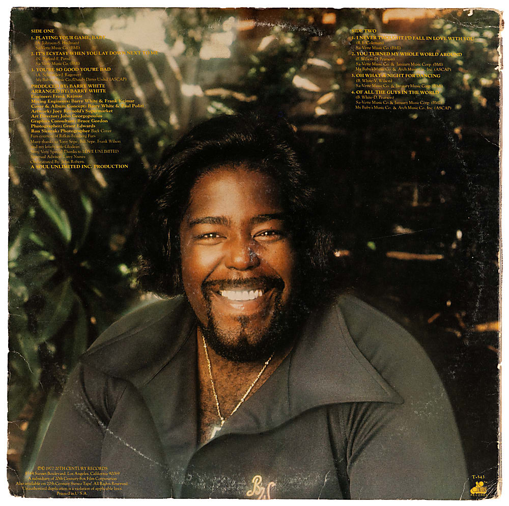Barry White Signed "Sings for Someone You Love" Album - JSA COA