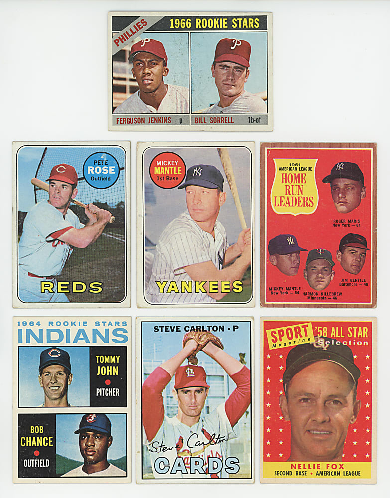 1955-1969 Topps Collection (528) with (34) Hall of Famers Including 1969 Topps #500 Mickey Mantle