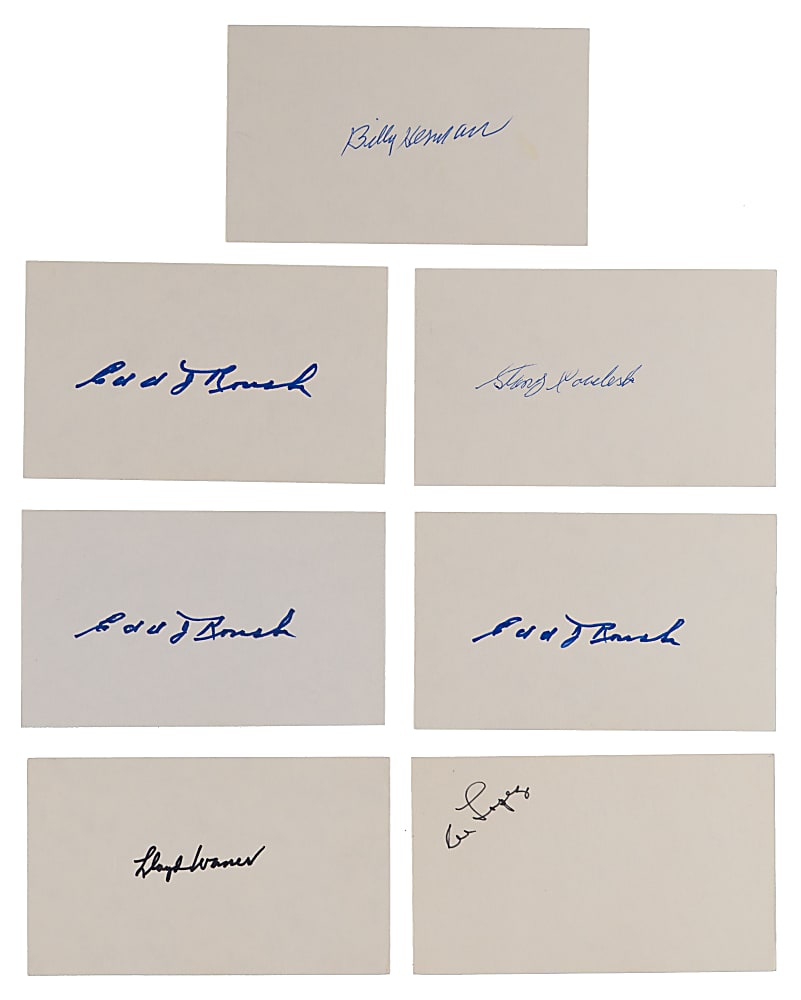 Hall of Fame Signed Index Card Collection (16) with DiMaggio, Koufax & Greenberg