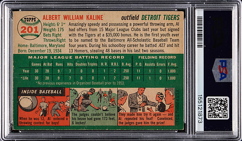1954 Topps #201 Al Kaline Rookie PSA VG-EX 4
