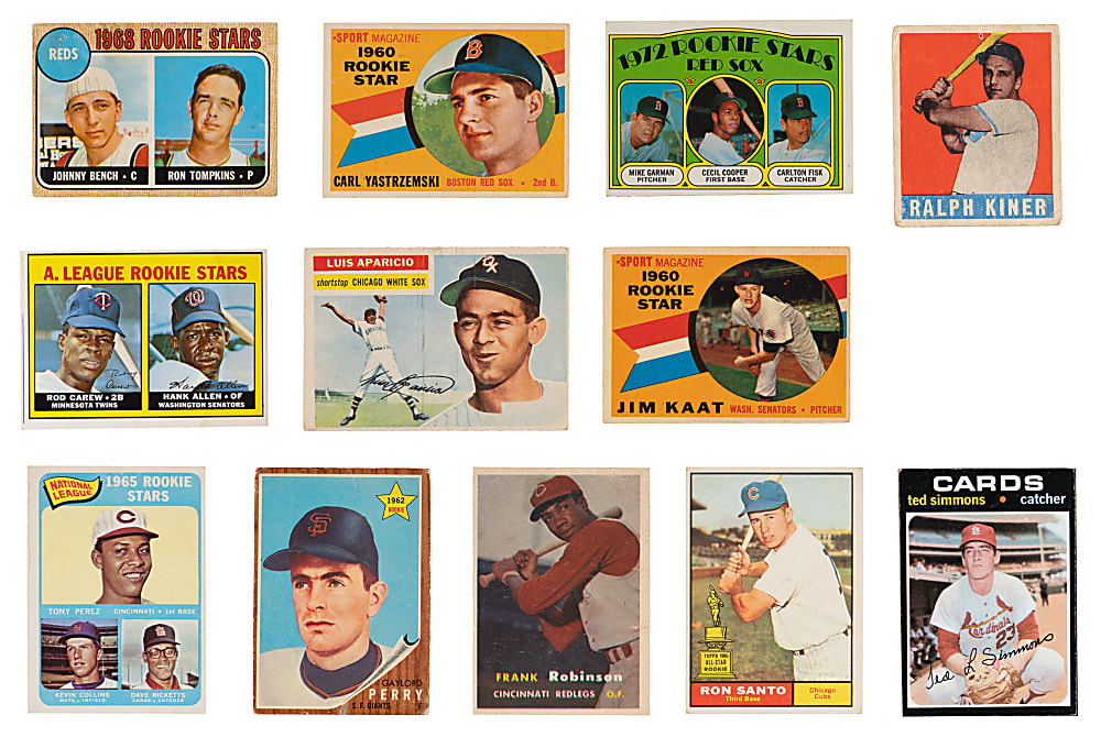 1948-1971 Hall of Fame Rookie Collection (12) with Bench, Carew, F. Robinson & Yastrzemski