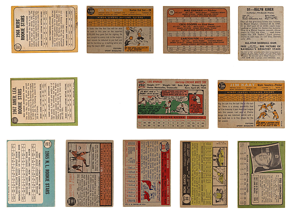 1948-1971 Hall of Fame Rookie Collection (12) with Bench, Carew, F. Robinson & Yastrzemski