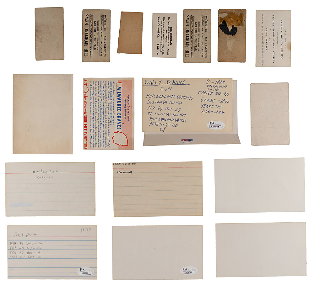 1916-1955 Interesting Type Card Collection (10) with Corresponding Signed Index Cards (18 Total Items)
