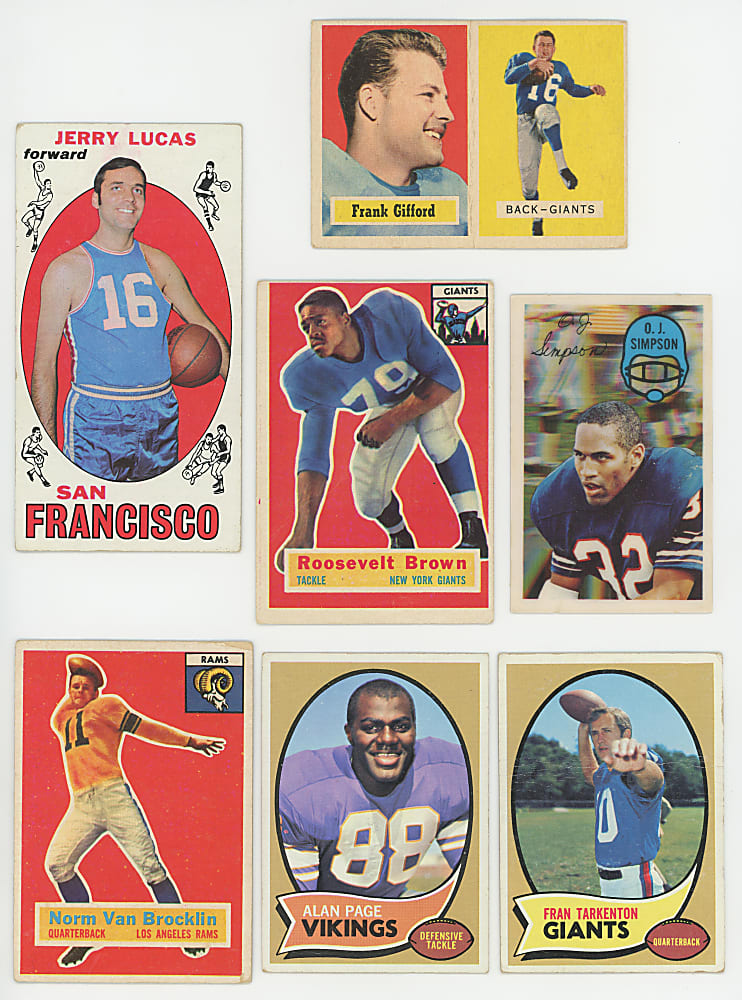 1956-1973 Football & Basketball Collection (47) with Chamberlain, Maravich, Simpson & West