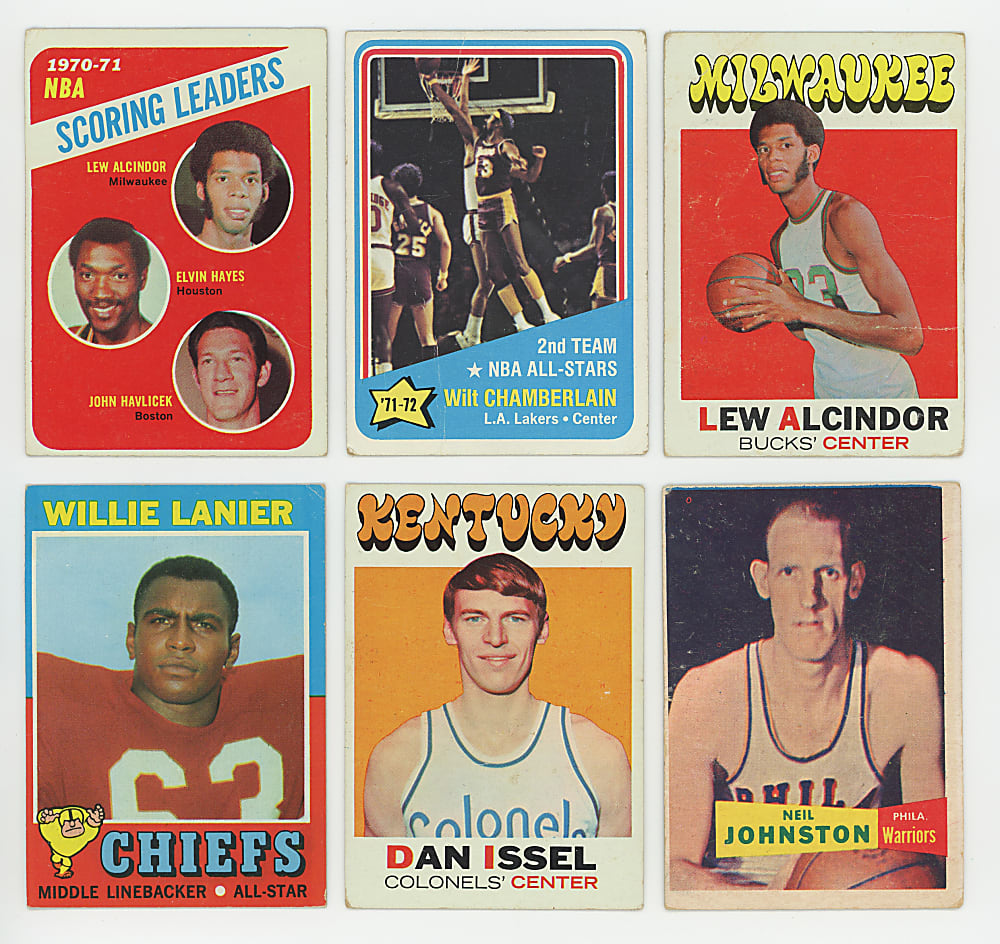 1956-1973 Football & Basketball Collection (47) with Chamberlain, Maravich, Simpson & West