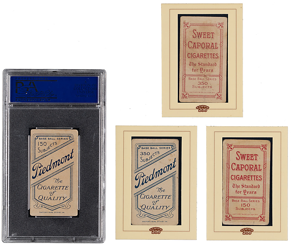 1909-1911 T206 White Border Fred Tenney Quartet with PSA VG-EX 4 & (3) 2002 Topps 206 Buybacks - All Different Backs