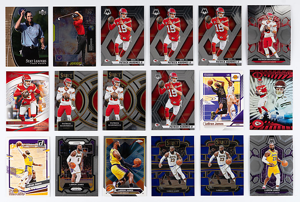 Mostly Post-2020s Multi-Sport Singles Hoard (15,000+) with Blocks of LeBron James, Patrick Mahomes & Tiger Woods