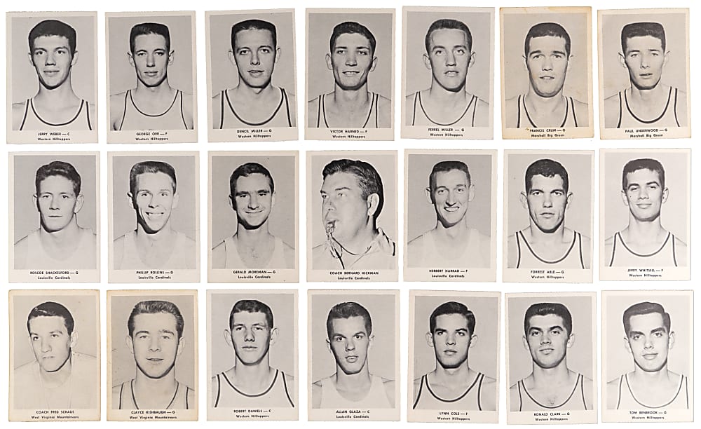 1955 Ashland/Aetna Oil Basketball Partial Set (64/96) with Near Kentucky Wildcats Team Set & Hot Rod Hundley - Clean!