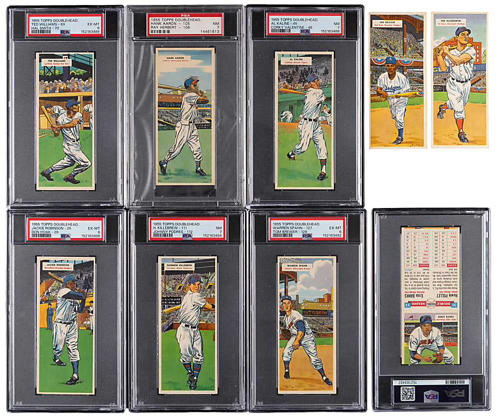 1955 Topps Doubleheaders Complete Set (66) with 7 PSA Graded Hall of Famers – Clean!