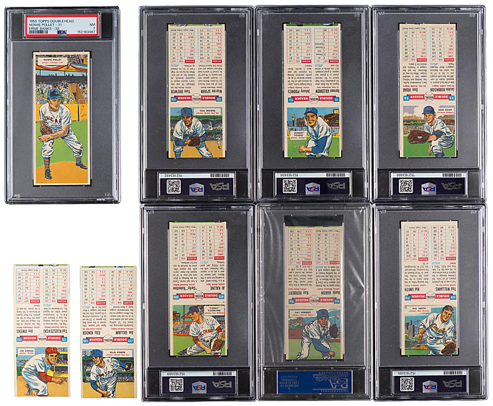1955 Topps Doubleheaders Complete Set (66) with 7 PSA Graded Hall of Famers – Clean!