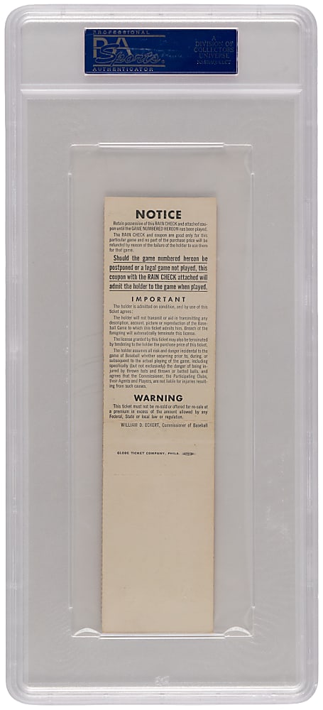 1966 Baltimore Orioles vs. Los Angeles Dodgers World Series Game 3 Full Ticket - PSA VG 3