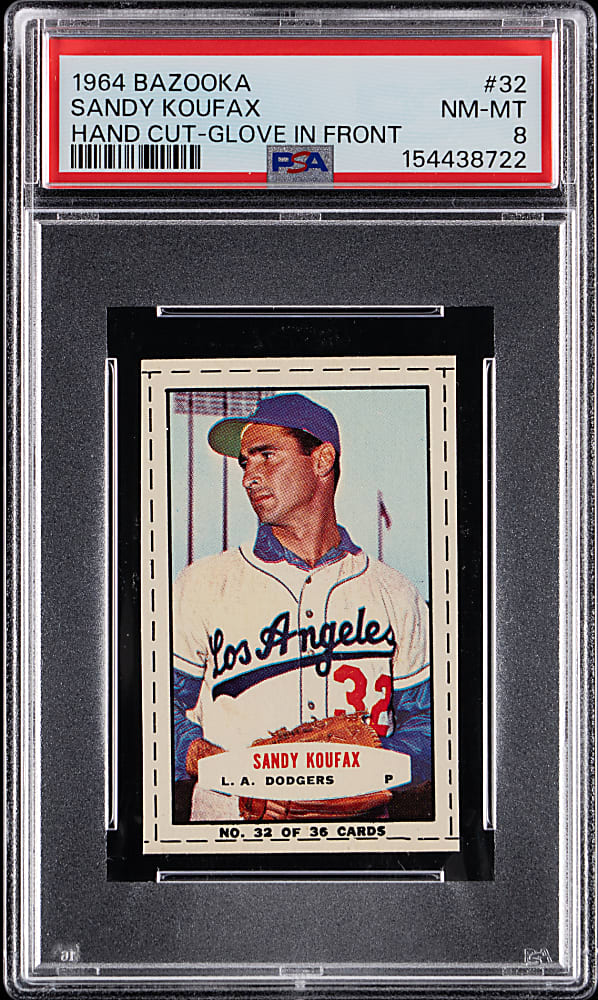 1964 Bazooka #32 Sandy Koufax Hand Cut - Glove in Front PSA NM-MT 8